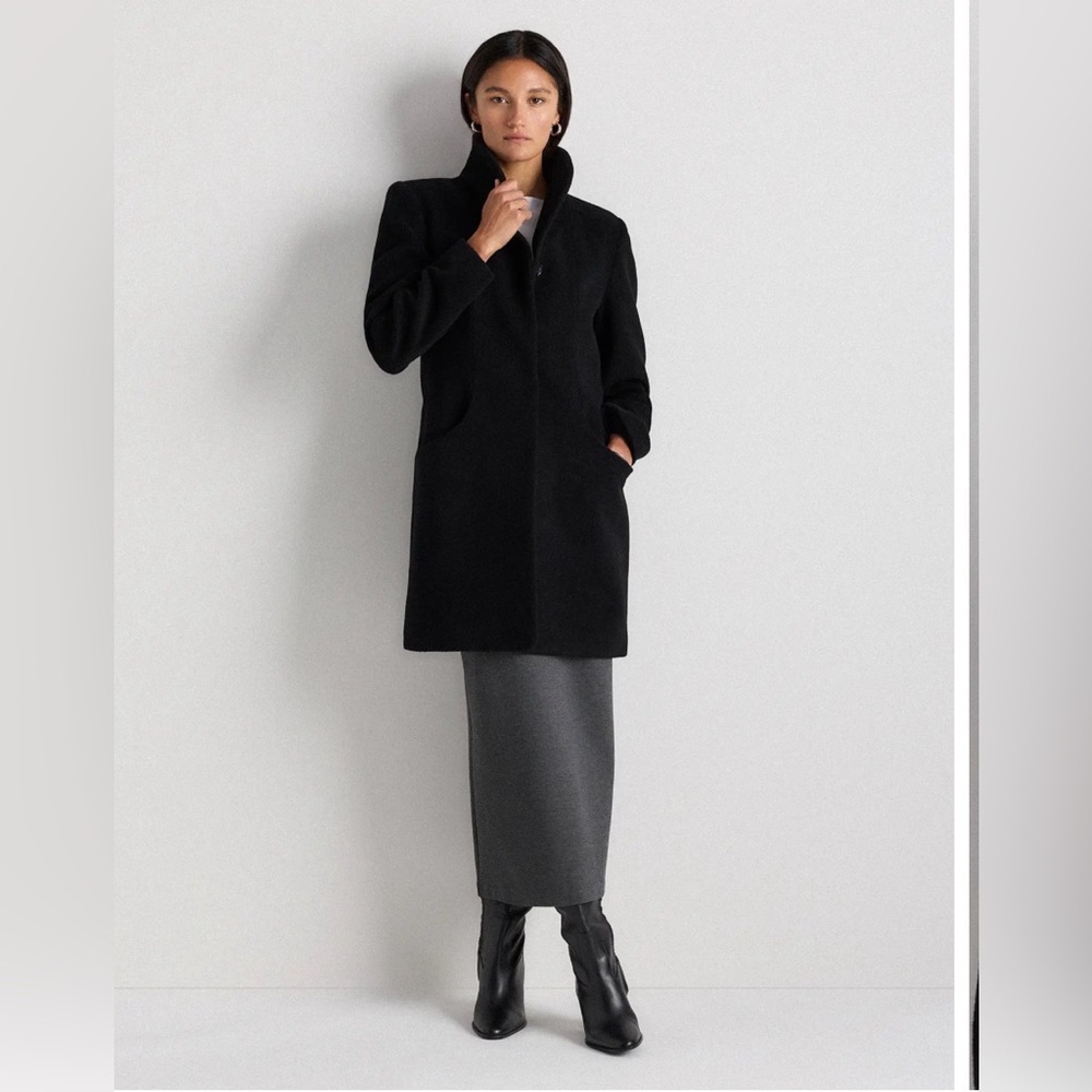 Quince Wool Cashmere Cocoon Coat Black XS NWT Minimalist Wool Classic 
Coat